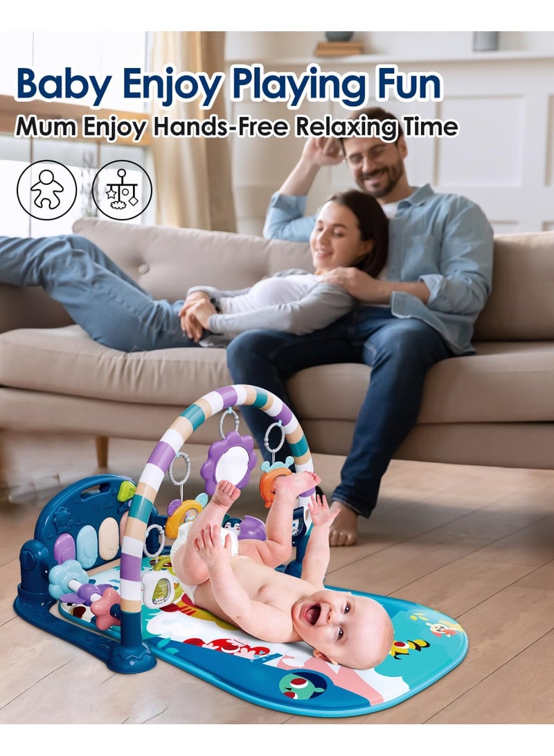 أل أيه بريشوس بساط لعب للأطفال، بساط أنشطة ممتع على شكل بيانو لوقت الاستلقاء على البطن مع 5 ألعاب حسية للأطفال الرضع، موسيقى وأضواء، هدايا للأولاد والبنات حديثي الولادة من عمر 0 ​​إلى 3 و6 و9 و12 شهرًا - Image 5